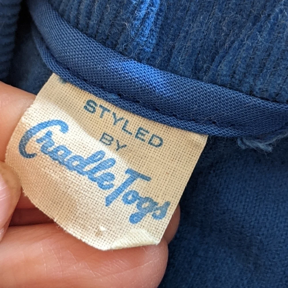 Vintage 1960s Cradle Togs Blue Corduroy Jacket